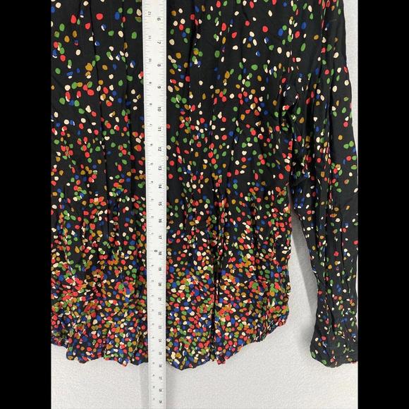 Antrophology Maeve Button Down Women’s 4 Black Wynwood Confetti Polka Dot Blouse - Picture 4 of 9